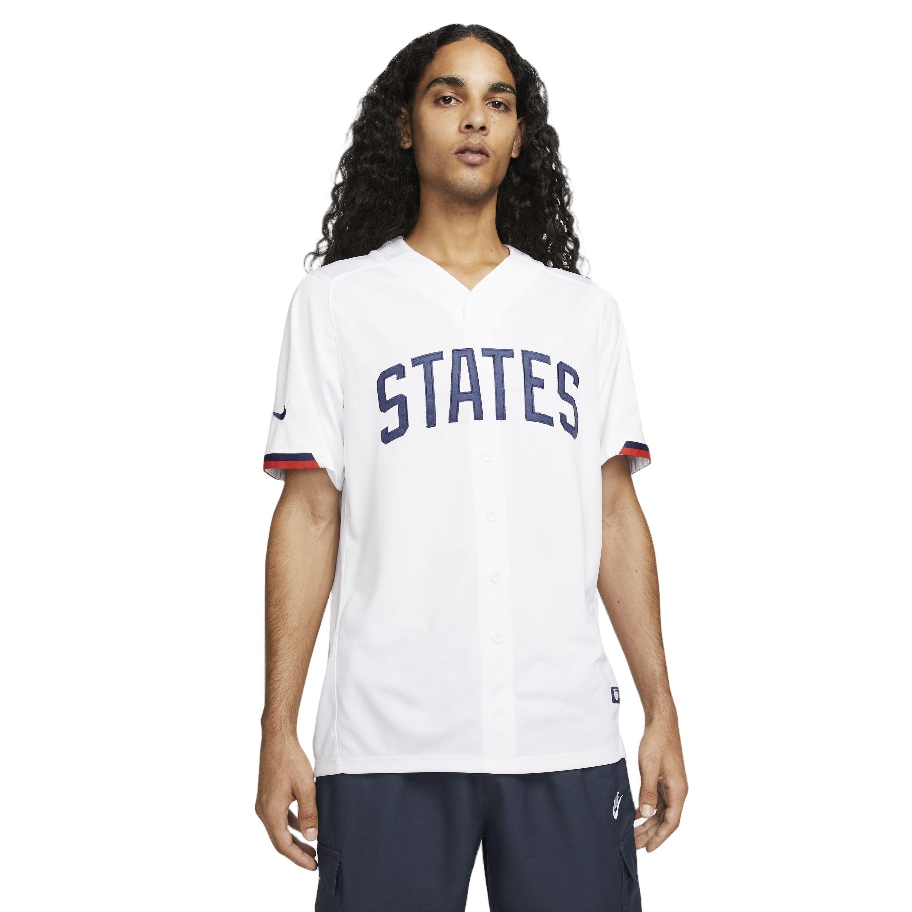 Nike Men's USA Dri-FIT Baseball Jersey-White